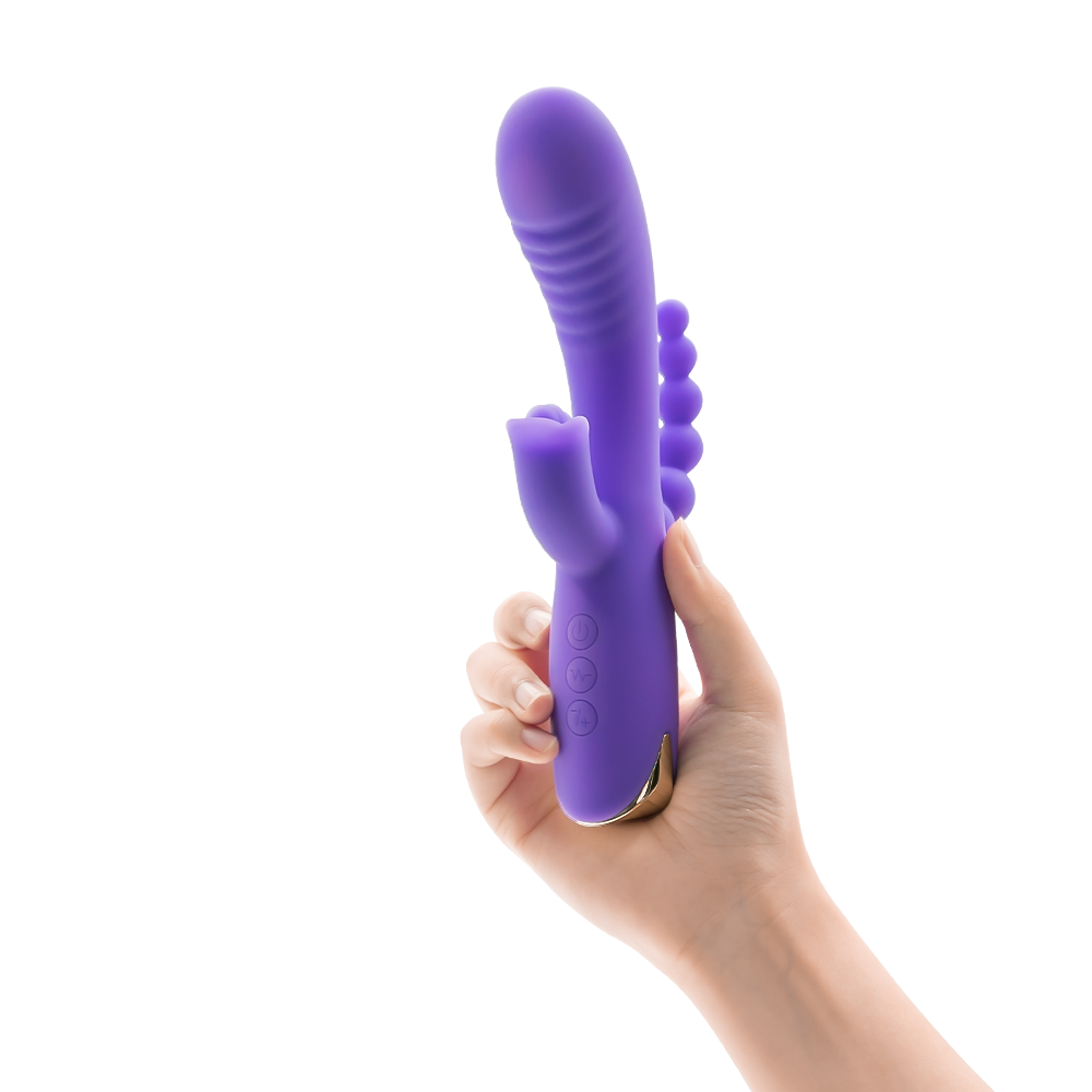 Color Changing Licking 3 in 1 Vibrator With Anal Plug