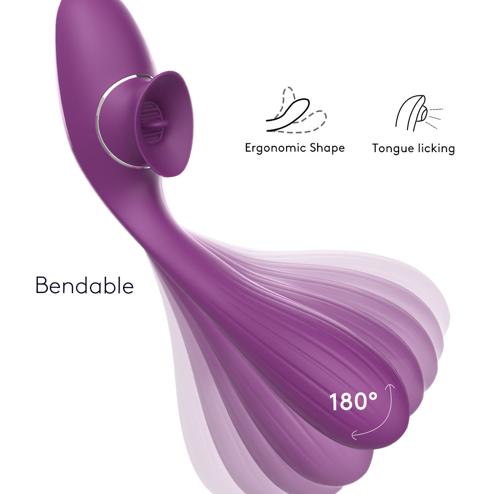 Licking Bendable G-spot Clitoral Tongue Vibrator